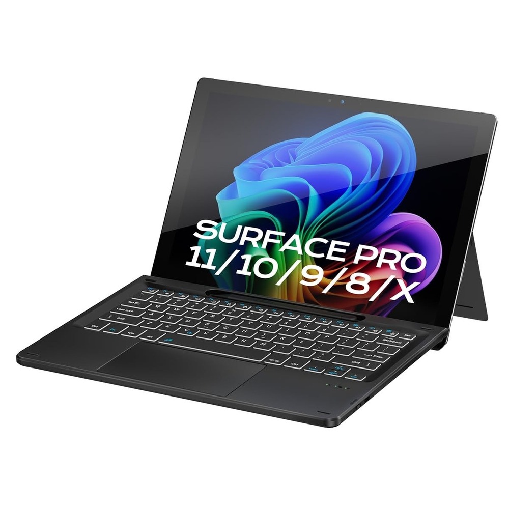 Doohoeek Bluetooth Keyboard Surface Pro 11/10/9/8/X Touchpad Backlit Black